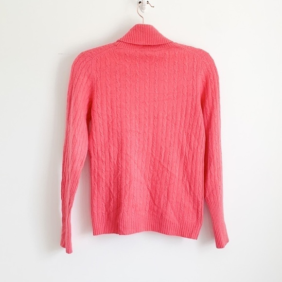 J. Crew Barbie Pink Cable Knit Turtle Neck Sweater Small cashmere wool blend - Picture 6 of 9